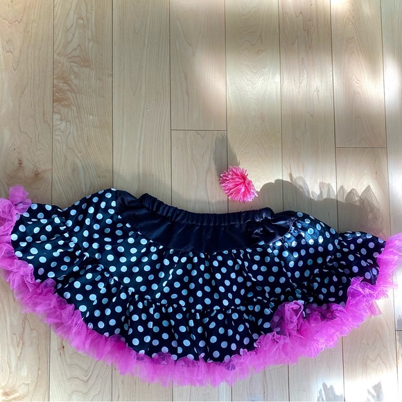 Adult Black White Dot Tutu With Hot Pink Trim - Size XS - Picture 3 of 6